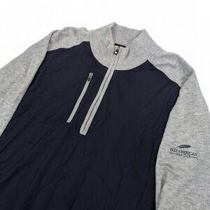 FootJoy Tech Sweater Mens XL Navy Gray 1/4 Zip Wool Blend Old American Golf Club
